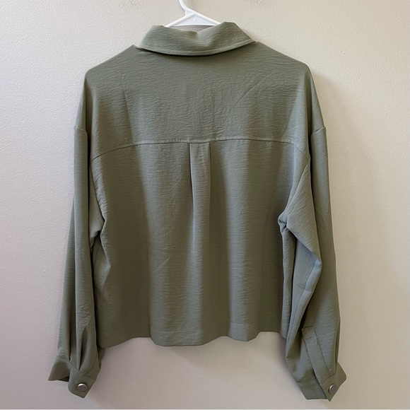 Adrianna Papell Green Utility Jacket Cropped Lightweight, Size M - Picture 6 of 11